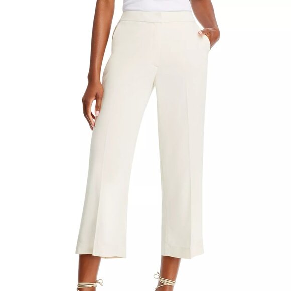 88$ T Tahari Braided Detail Wide-Leg Cropped Ankle Pants Size 6 Toasted Beige - Picture 1 of 5